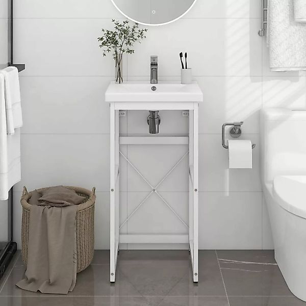 Badezimmer Waschtischgestell Weiß 40x38x83 Cm Eisen günstig online kaufen