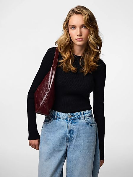 pieces Rundhalspullover "PCMIRA NEW LS O-NECK KNIT NOOS BC" Viskosemischung günstig online kaufen