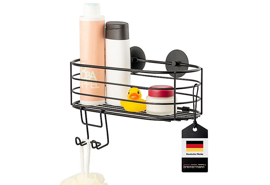 bremermann Duschablage Duschkorb mit Haken zur Wandmontage, schwarz, Kleben günstig online kaufen