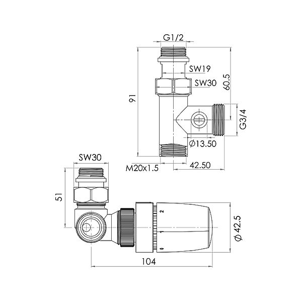 Schulte ExpressPlus Thermostat-Set Mischbetrieb Verchromt Version,inks günstig online kaufen
