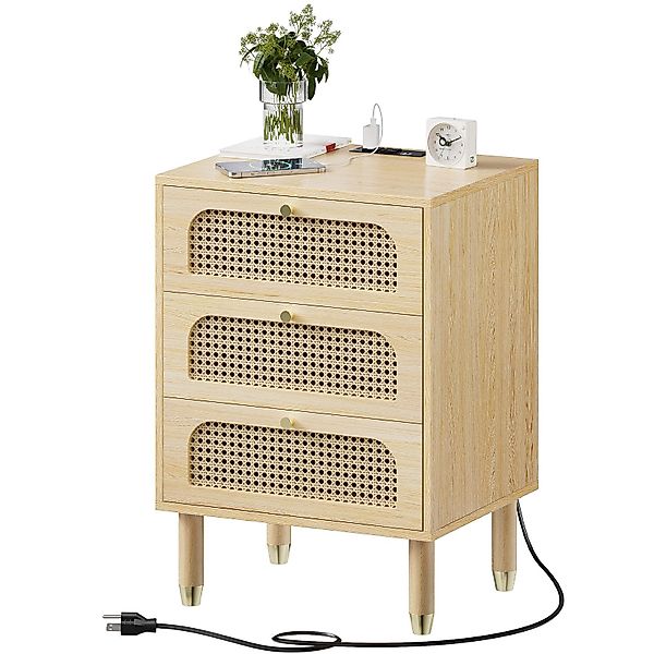 VINGLI Nachttisch Rattan mit Ladenfunktion, Beistelltisch günstig online kaufen