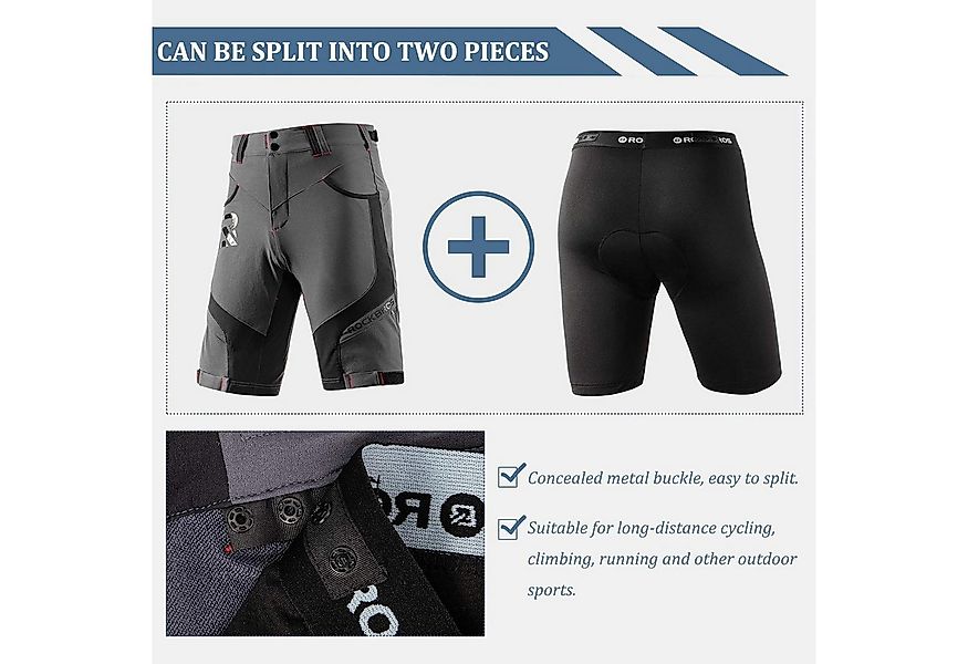 ROCKBROS Radlerhose Kurz Radlerhose Herren Fahrradhose mit Sitzpolster M-4X günstig online kaufen