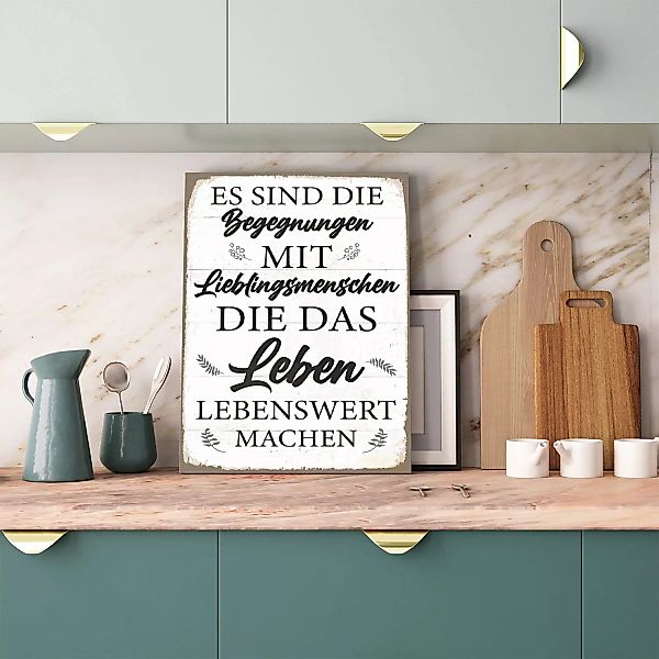 queence Metallbild "Begegnungen Spruch Stahlschild Blechschild", (1 St.), 2 günstig online kaufen