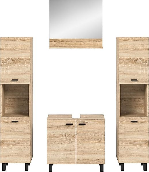 welltime Badmöbel-Set Tampa, Breite 137cm, 4-teilig, (4-St), Waschbeckenunt günstig online kaufen