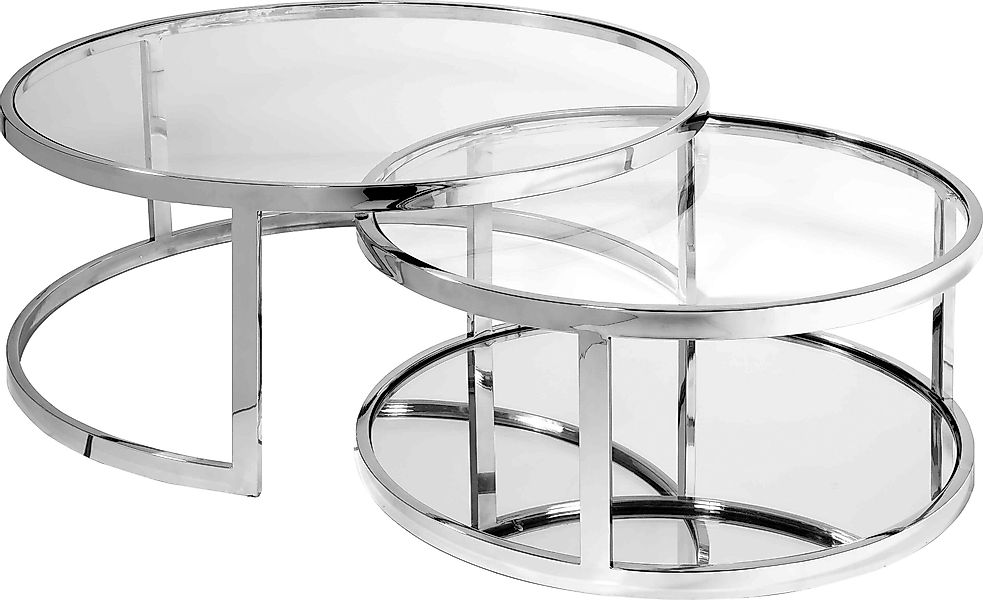 Leonique Couchtisch, Couchtisch, 2 rund, Glas, günstig online kaufen