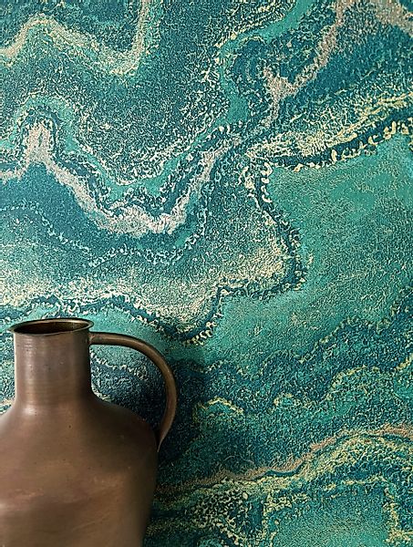 Newroom Vliestapete, Petrol Tapete Modern Marmor günstig online kaufen