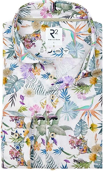 R2 Shirt Linen/Cotton Flower Print Multicolour - Größe XXL günstig online kaufen