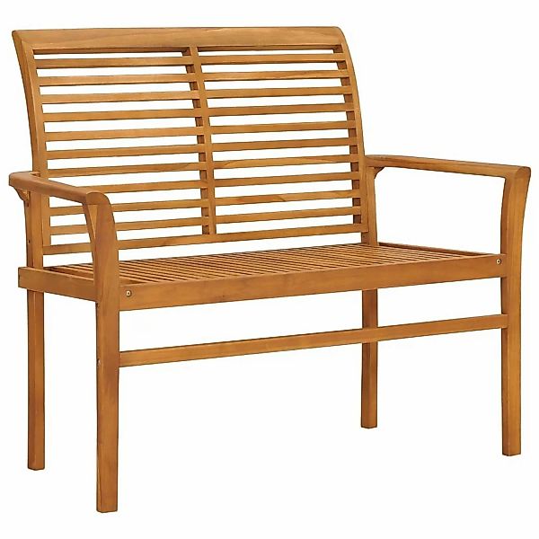 Gartenbank Mit Hellblauer Auflage 112 Cm Massivholz Teak günstig online kaufen