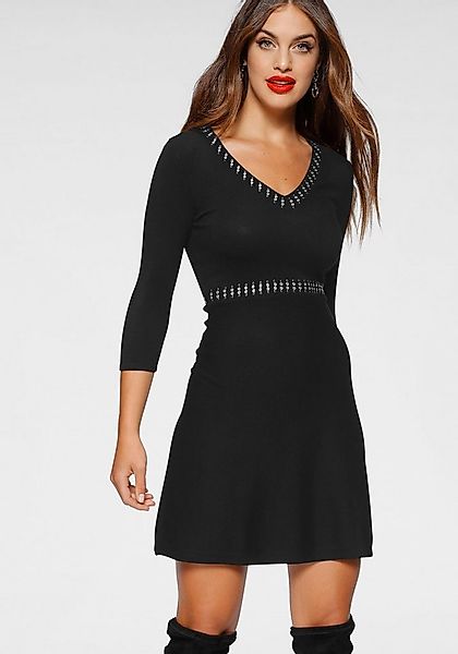 Melrose Strickkleid feminines Mini Kleid mit ausgestelltem Rock und V-Neck günstig online kaufen