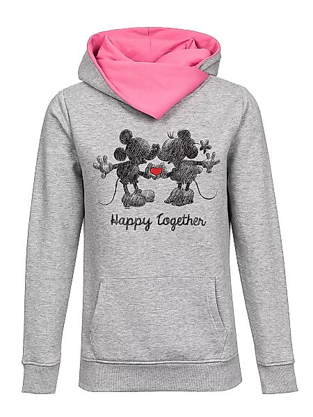 Disney Happy Together Damen Schalkragenpullover grau meliert/pink günstig online kaufen