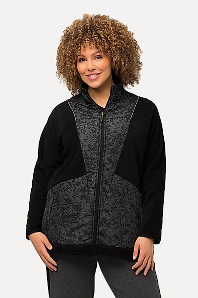 Ulla Popken Sweatjacke Fleecejacke Color-Paspel Stehkragen günstig online kaufen
