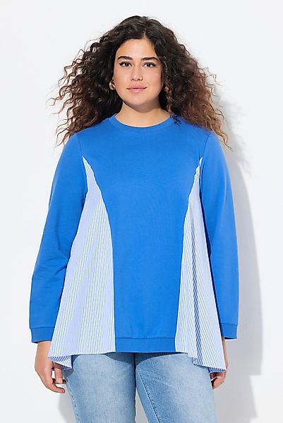 Ulla Popken Sweatshirt Sweatshirt Streifeneinsätze Rundhals günstig online kaufen