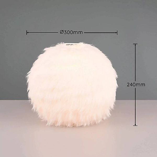 Tischleuchte Furry, Höhe 24 cm, sandfarben, Synthetik-Plüsch günstig online kaufen