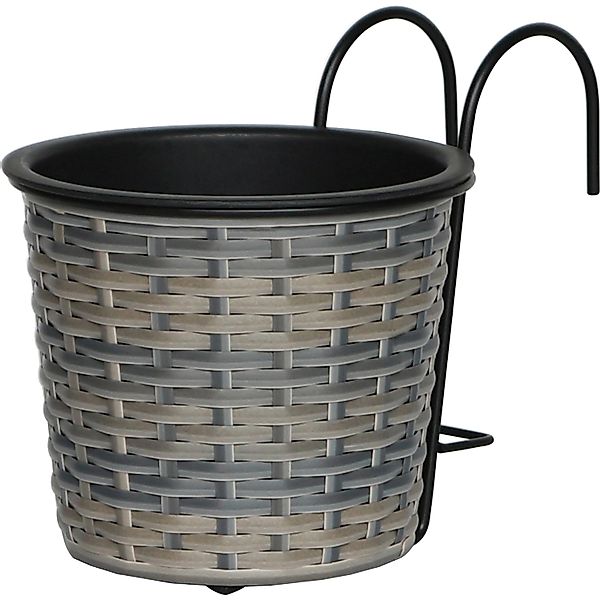 Balkontopf Polyrattan Anthrazit-Beige 19 cm x 19 cm x 22 cm günstig online kaufen