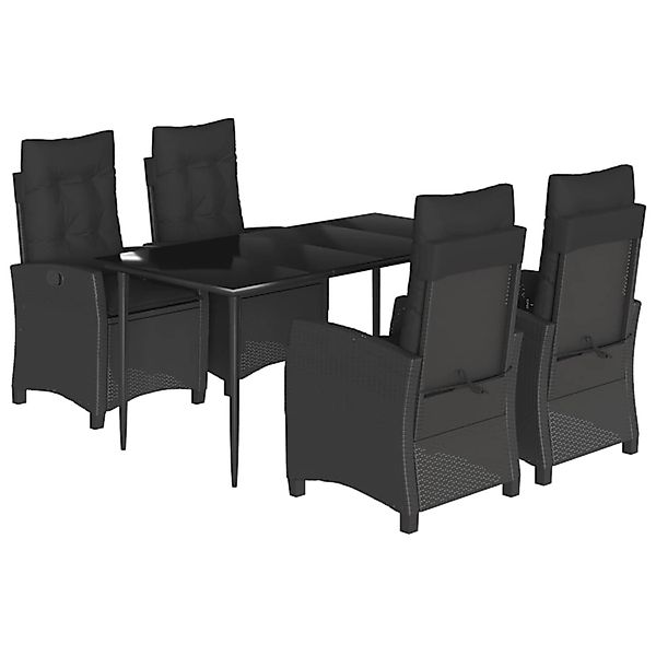 vidaXL 5-Tlg Garten-Essgruppe mit Kissen Schwarz Poly Rattan 3212746 günstig online kaufen
