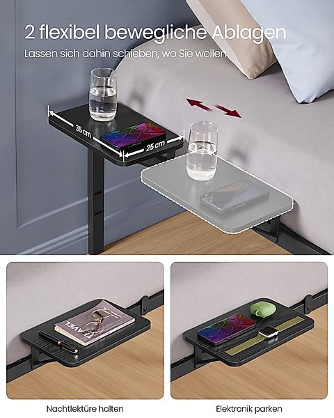 VASAGLE Bettgestell (90 x 200 cm), mit 2 Aufbewahrungsregalen, mehrere Größ günstig online kaufen