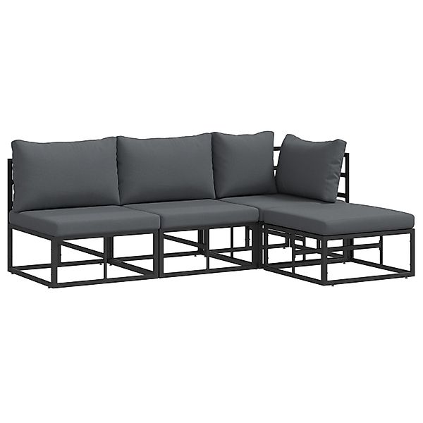 vidaXL Garten-Sofa-Set mit Kissen 4-Tlg Schwarz Aluminium 3378856 günstig online kaufen
