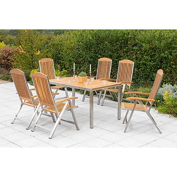 Merxx Keros Set 7-tlg. Gartentisch 150 x 90 cm günstig online kaufen