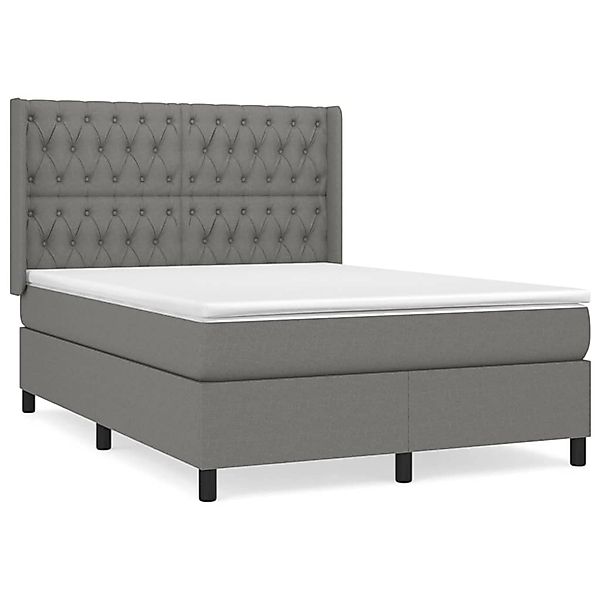 vidaXL Boxspringbett mit Matratze Dunkelgrau 140x190 cm Stoff1371076 günstig online kaufen