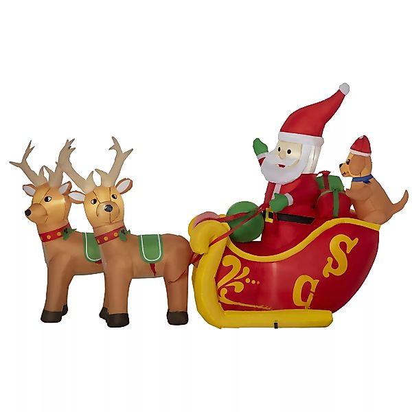 Outsunny Aufblasbarer Weihnachtsmann mit Schlitten und Hunde mit LED-Lichte günstig online kaufen