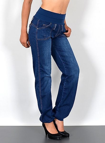 ESRA Pumphose Damen Jeanshose Pumphose hohe Leibhöhe Baggy Jeans High Waist günstig online kaufen