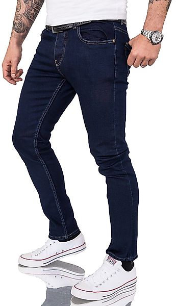 Gelverie Slim-fit-Jeans Herren Jeans Stonewashed Dunkelblau günstig online kaufen