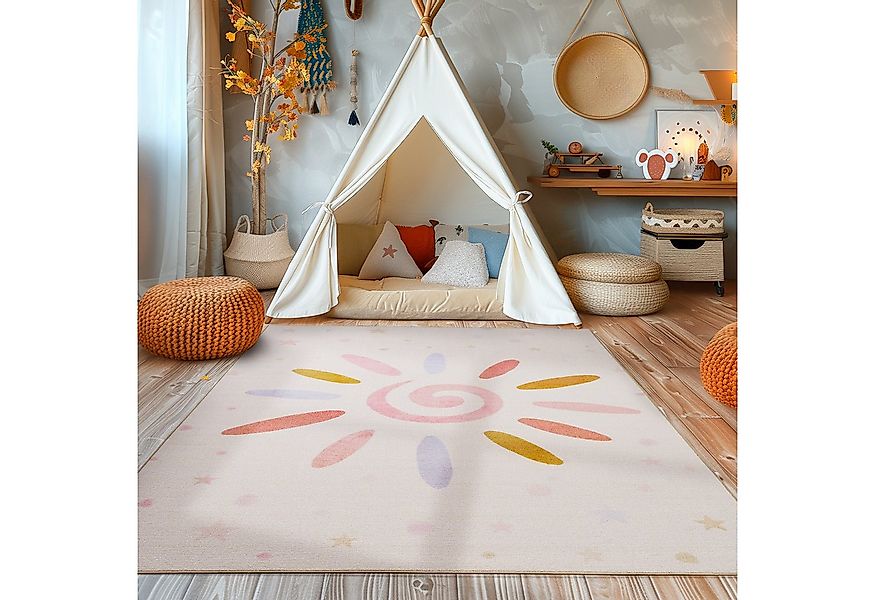 SIMPEX24 Teppich Floral-Sonne, Rechteckig, Höhe: 7 mm, Jungen-Mädchen Babyz günstig online kaufen