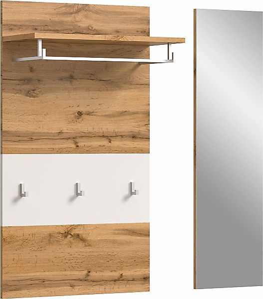 Home affaire Garderobenpaneel "AOSTA-PANEEL" 2 Stk. tlg. Paneel mit Spiegel günstig online kaufen