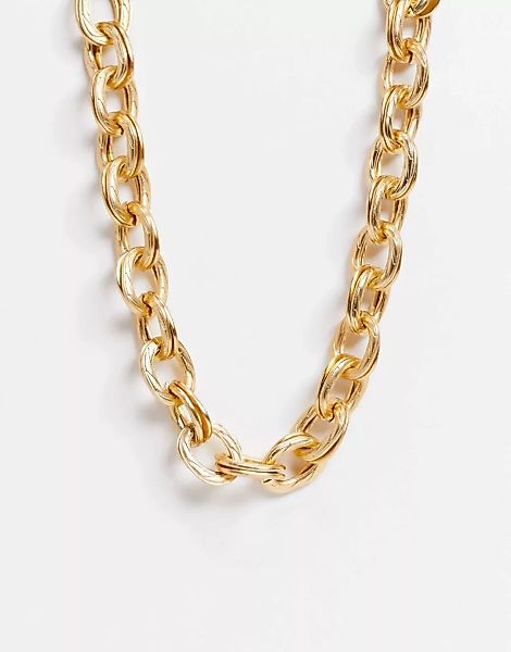 Ego – Halskette mit dicken, gebogenen Gliedern in Gold-Goldfarben günstig online kaufen