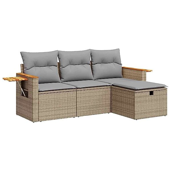 vidaXL Gartenlounge-Set 4-tlg. Garten-Sofagarnitur mit Kissen günstig online kaufen