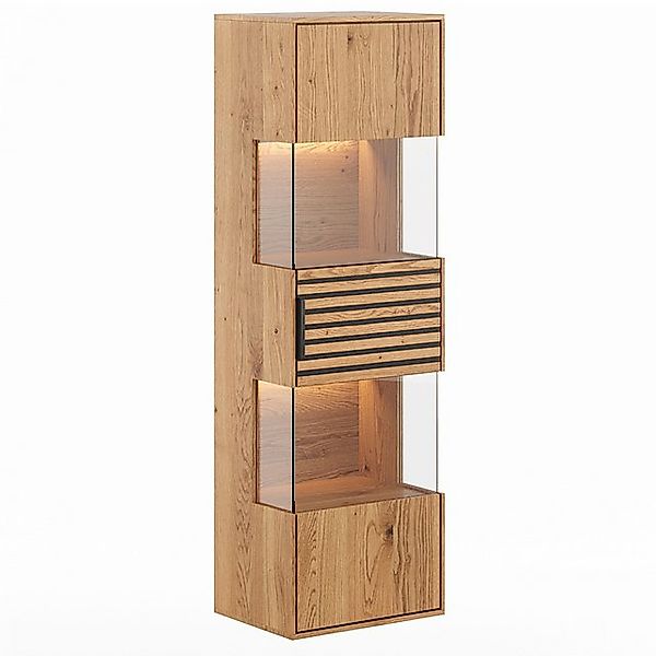 Lomadox Hängevitrine TIVAT-163 Eiche massiv geölt, 43 cm breit, inkl. LED-B günstig online kaufen