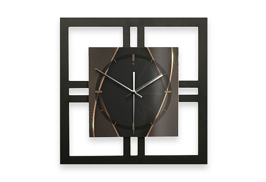 Kreative Feder Wanduhr Designer-WANDUHR „Black & Gold“ in modernem Metallic günstig online kaufen