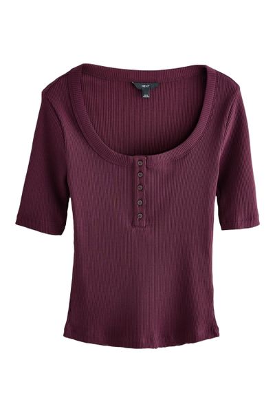 Next Henleyshirt Geripptes Henley-Kurzarmoberteil mit Knöpfen günstig online kaufen