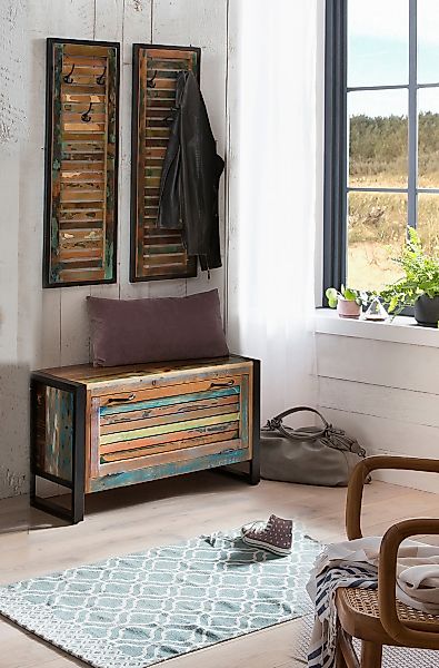 SIT Garderoben-Set "Fiume" 3 Stk. tlg. aus recyceltem Altholz in Lamellenop günstig online kaufen