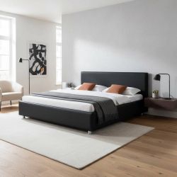 Jugendbett in Schwarz gepolstert günstig online kaufen