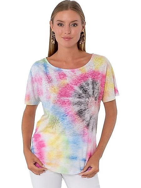 Estefania for woman Kurzarmshirt 194-1621, im bunten Batiklook und Strassbe günstig online kaufen