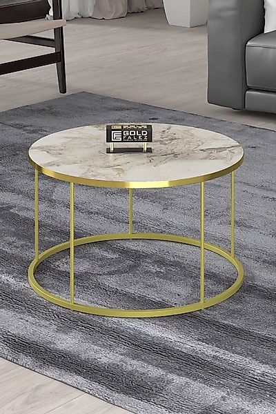 en.casa Couchtisch, Ø 70 cm, 46 cm hoch, Gestell gold 90003171 günstig online kaufen