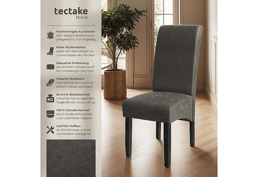 tectake Esszimmerstuhl Küchenstuhl, ergonomisch, massives Hartholz (Set, 4 günstig online kaufen