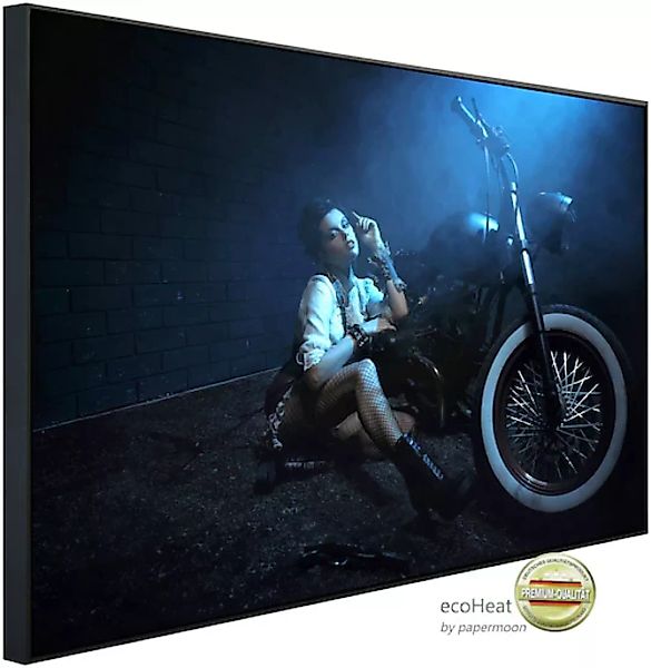 Papermoon Infrarotheizung »Frau mit Motorrad bei Nacht«, sehr angenehme Str günstig online kaufen