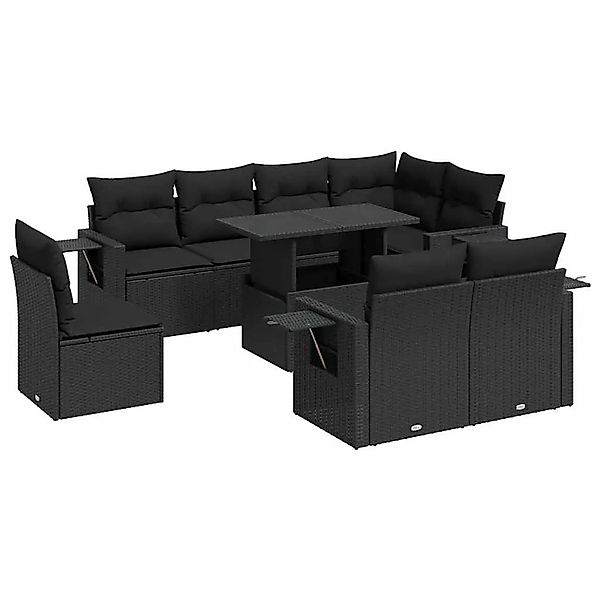 vidaXL 9-Tlg Garten-Sofagarnitur mit Kissen Schwarz Poly Rattan 3326496 günstig online kaufen