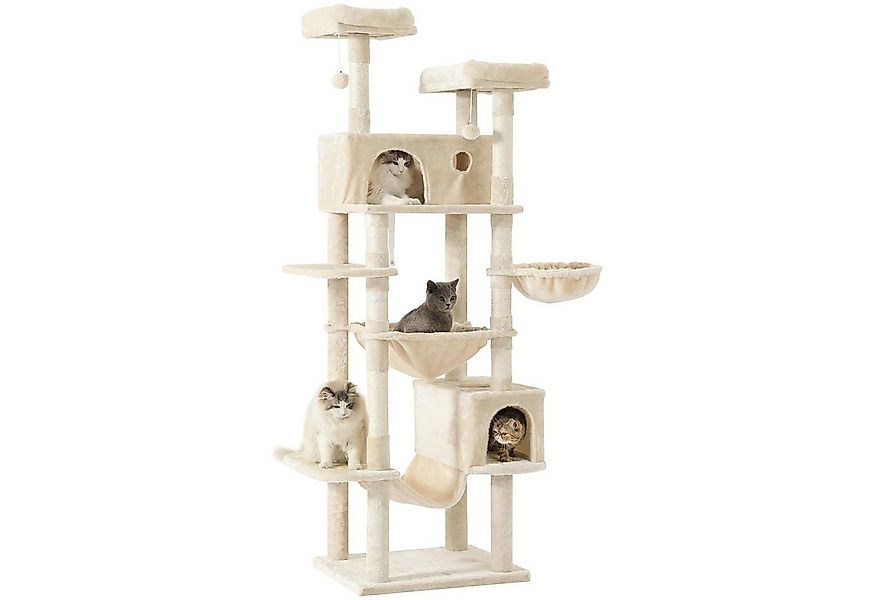 MSMASK Kratzbaum groß XXL, katzenbaum mit 2 Höhlen, 2 Plattformen und Hänge günstig online kaufen