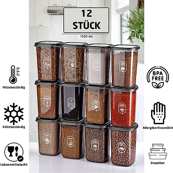 Jungengel Gewürzständer Vorratsdosen Set 12-teilig 1200ml günstig online kaufen