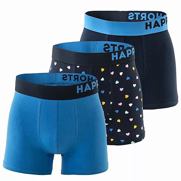 Happy Shorts Herren Boxer Shorts, 3er Pack - Retro Jersey, Logobund Hearts günstig online kaufen