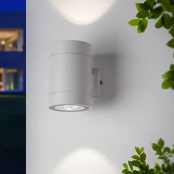 famlights | LED Außenwandleuchte Tristan aus Aluminium in Weiß-matt Up- & D günstig online kaufen
