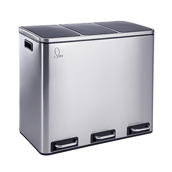 Svita TM3X18 Mülleimer Papierkorb 54L Abfalleimer Mülltrennung Silber günstig online kaufen