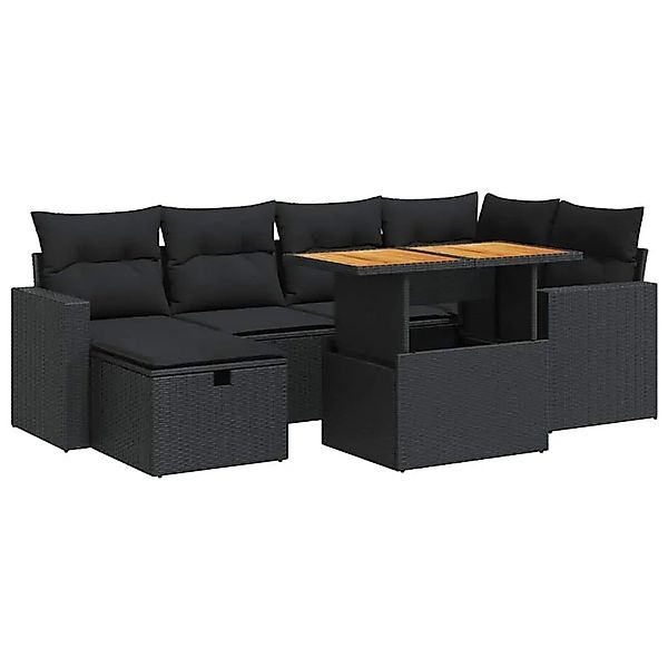 vidaXL 8-Tlg Garten-Sofagarnitur mit Kissen Schwarz Poly Rattan 3328000 günstig online kaufen