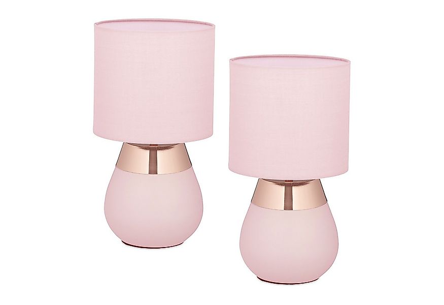 relaxdays Nachttischlampe Tischlampe mit Stoffschirm 2er Set, ohne Leuchtmi günstig online kaufen