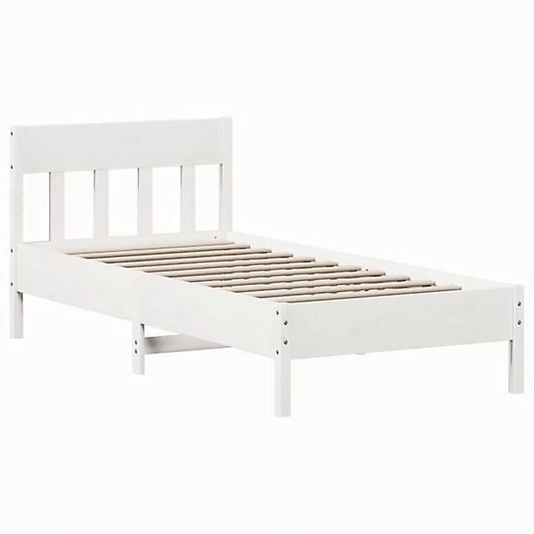 vidaXL Bettgestell Massivholzbett mit Kopfteil Weiß 75x190 cm Kiefer Bett B günstig online kaufen