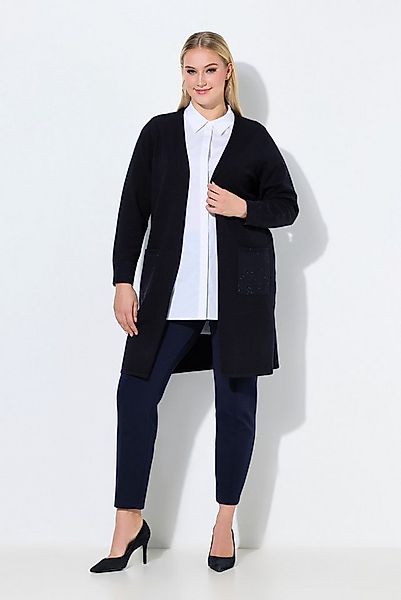 Ulla Popken Strickjacke Long-Strickjacke Pailletten V-Ausschnitt Langarm günstig online kaufen