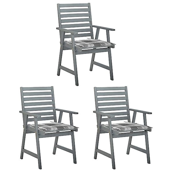 vidaXL Garten-Essstühle 56 x 62 x 92 cm mit Kissen 3 Stk. Massivholz Akazie günstig online kaufen
